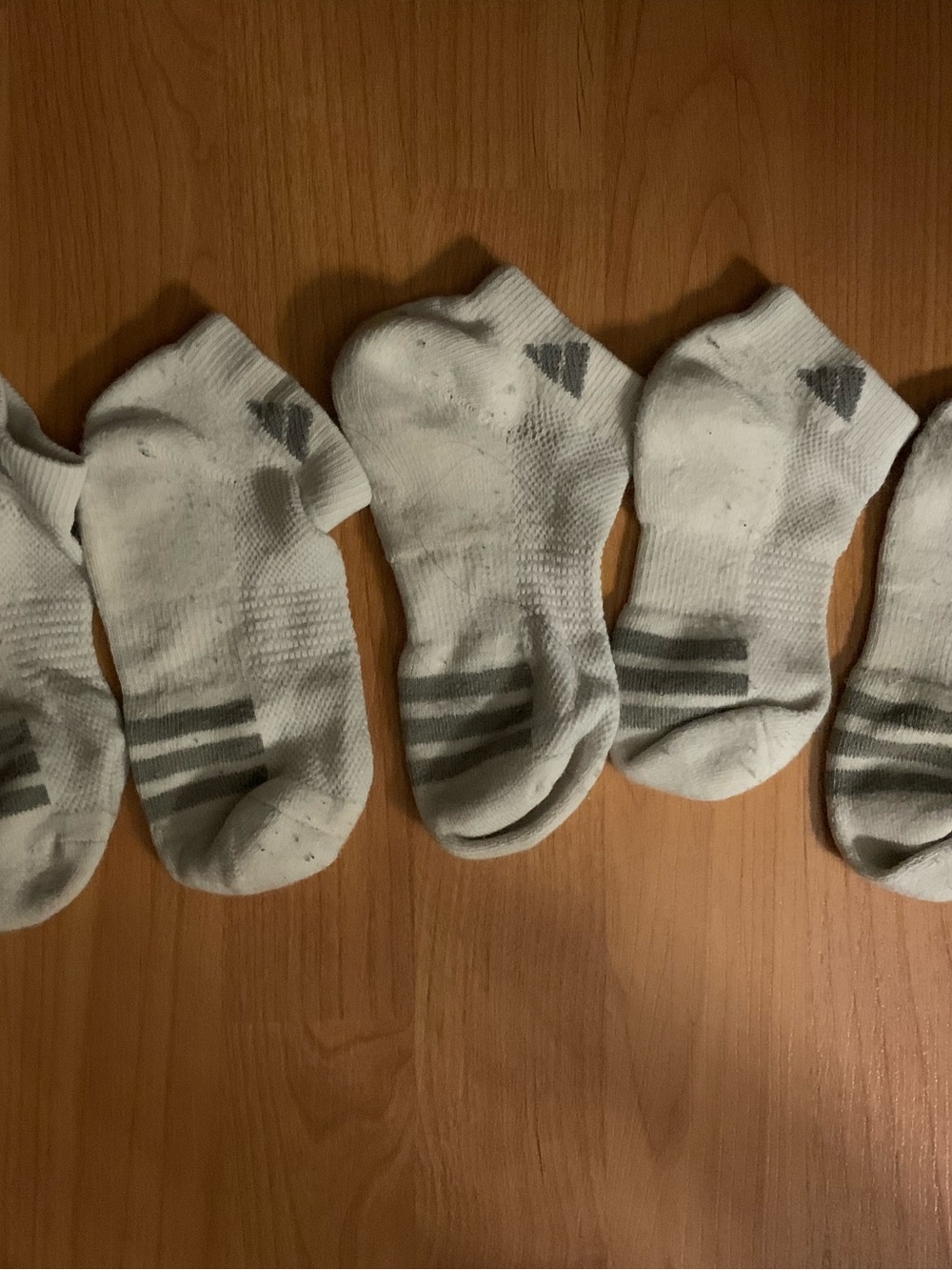 adidas White Ankle Athletic Socks with Gray Stripes
